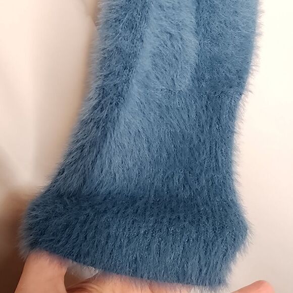 6X 30W Torrid Blue Shrug Eyelash Sweater Bolero Textured Knit Crop 90s Y2K Fuzzy - Picture 5 of 8